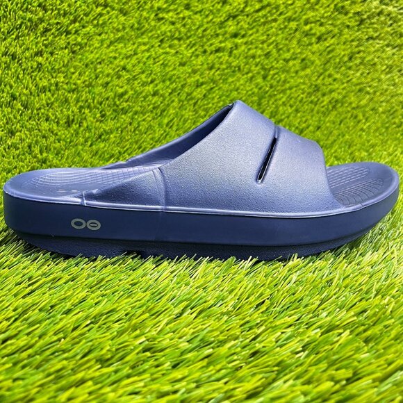 Oofos OOahh Mens Size 8 Womens 10 Blue Beach Walking Sport Recovery Slide Sandal